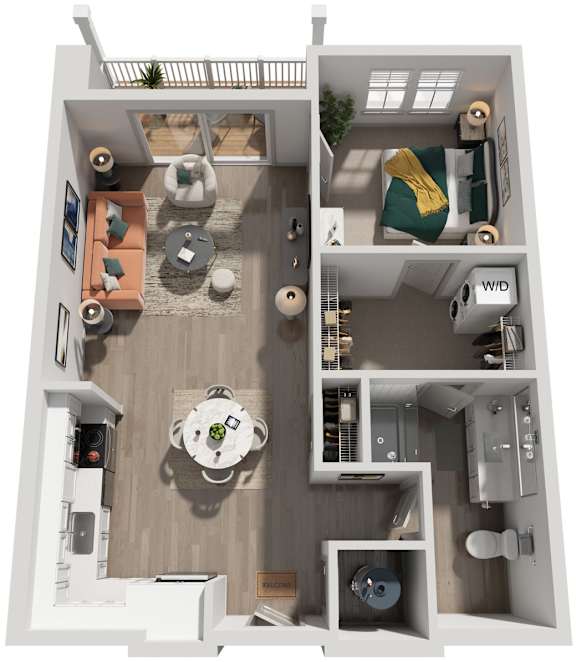 1 Bed 1 Bath Floor Plan | 685 Sq. Ft. at Artistry at Winterfield Apartments, VA 23112