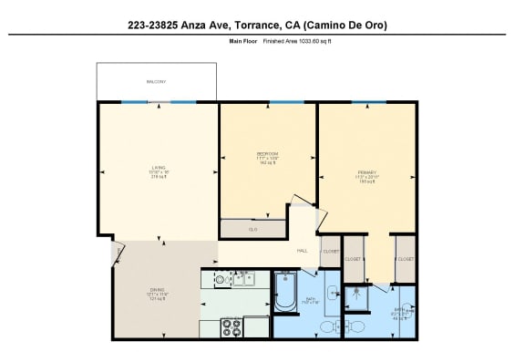 Unit 223 Eagle Eye floor plan at Camino de Oro Apartments, Torrance, CA