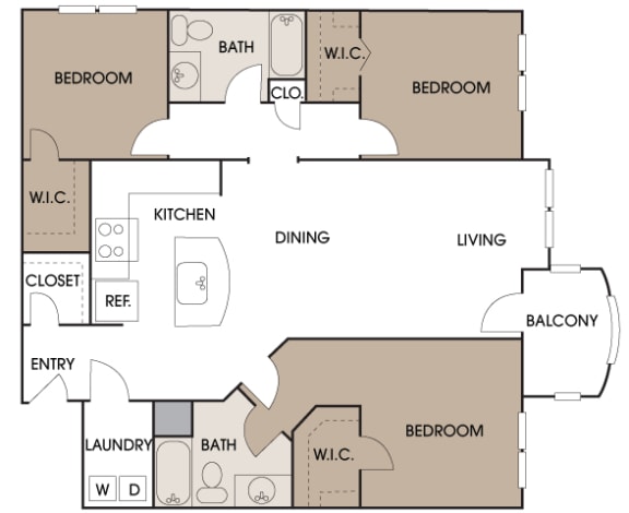 Centre Pointe Apartments - C1 - 3 bedrooms and 2 bath