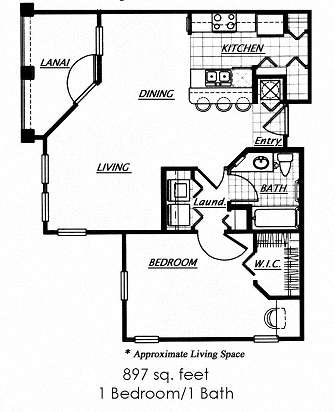 Floor Plan  Timeless Floorplan, 1 Bedroom, 1 Bath, 897 Square Feet