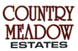The image shows the text "COUNTRY MEADOW ESTATES" in a stylized font.