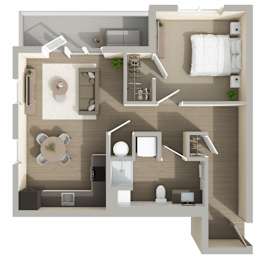 A3 Floor Plan at Harbor Side at Conwood Flats Apartments in Uptown Memphis, TN