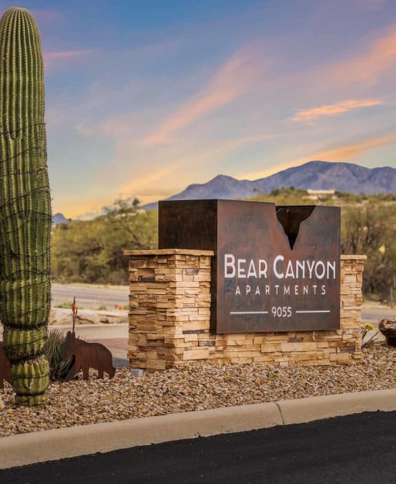 Monument Sign at Bear Canyon Apartments in Tucson Arizona