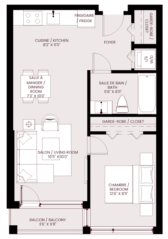bedroom floor plan of the loft apartment