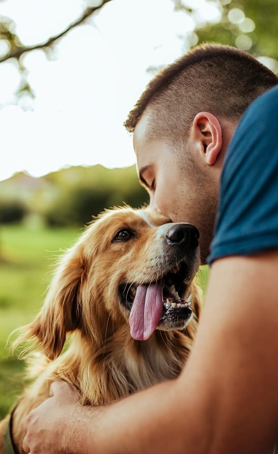 Man and Dog at Mira Upper Rock, Rockville, 20850