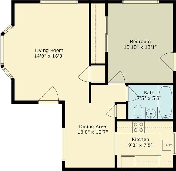 A floor plan for a unit at 348 Waverley Street, Menlo Park, California, showing a living room, dining area, kitchen, and two bedrooms.