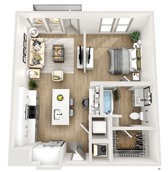a floor plan of our studio apartments at university gardens in tempe, az