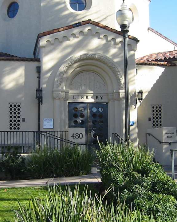 A library with a sign that says 480 on it.