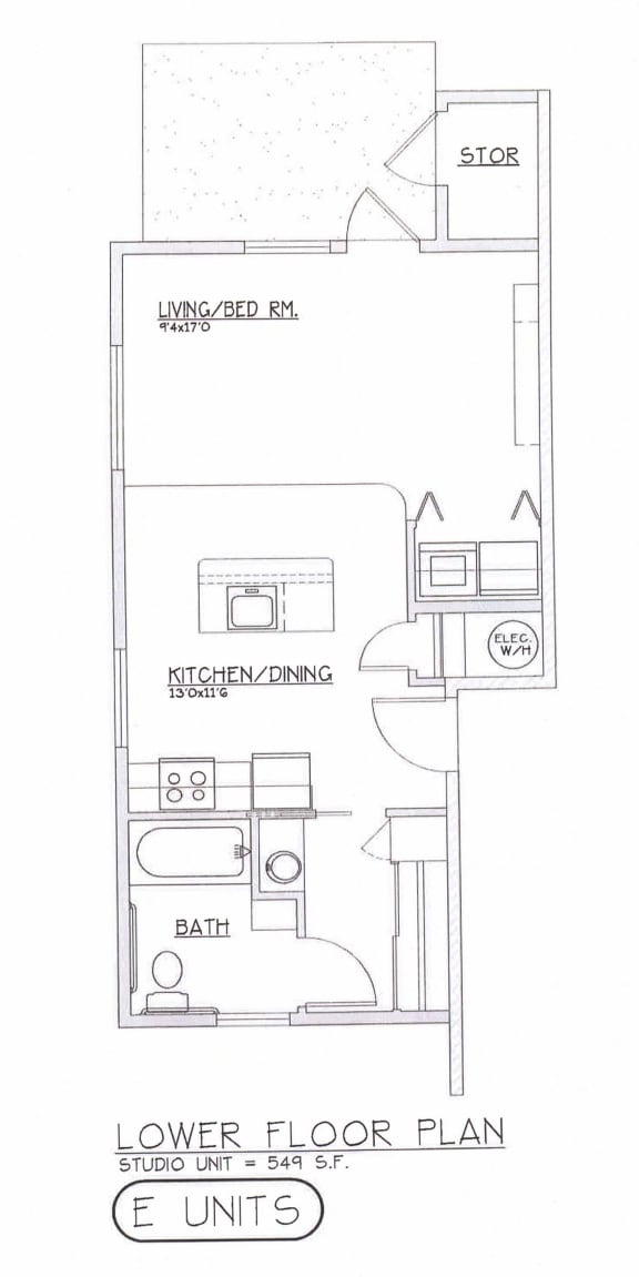 Fruitland Meadow Apartments in Salem, Oregon Studio Floor Plan