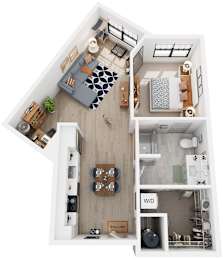 1 Bed 1 Bath Floor Plan | 770 Sq. Ft. at Tapestry West, Richmond, Virginia