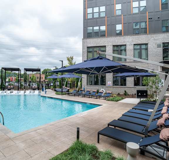 Pool area at The Yancey Apartments, Charlotte, NC