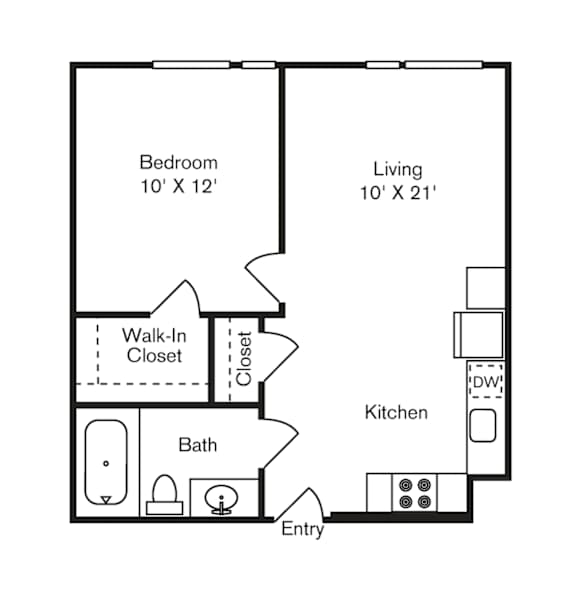 St Luke's Apartments in Seattle, Washington One Bedroom Floor Plan