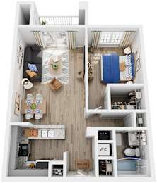 1 Bed 1 Bath Floor Plan | 850 Sq. Ft. at Saltmeadow Bay, Virginia Beach, VA