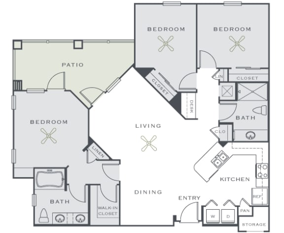 Corbin Greens Apartments - C1 - 3 bedrooms and 2 bath