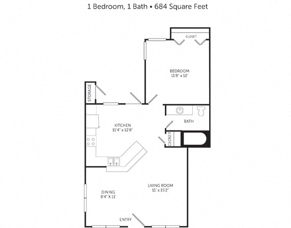 Floor Plan  1BR- A