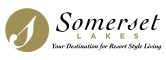 a logo for somerset lakes  your destination for record style living