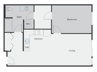 Sparc Apartments 1x1 Building A and D Floor Plan
