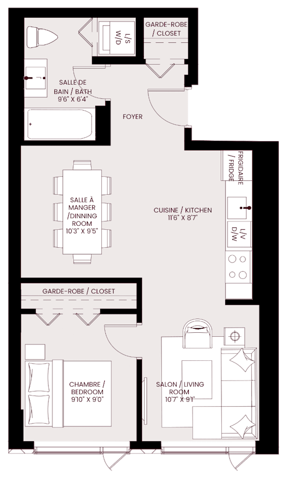 bedroom floor plan of the loft apartment