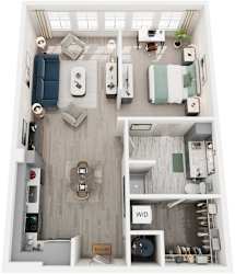Studio 1 Bath Floor Plan | 710 Sq. Ft. at Lyric at Norton Commons Apartments, Prospect, Kentucky