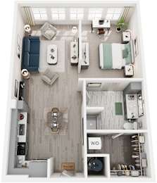 Studio 1 Bath Floor Plan | 710 Sq. Ft. at Lyric at Norton Commons Apartments, Prospect, Kentucky
