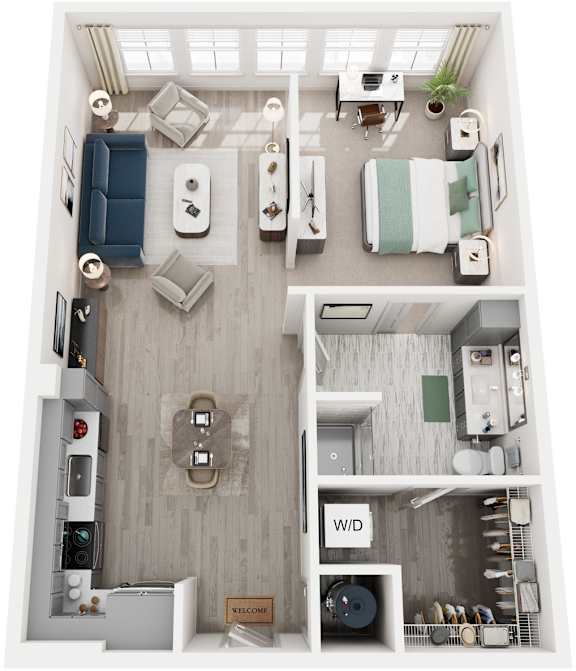 Studio 1 Bath Floor Plan | 710 Sq. Ft. at Lyric at Norton Commons Apartments, Prospect, Kentucky