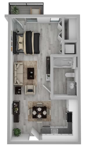 Floor Plan  studio apartment floor plan at AVIVA Apartments