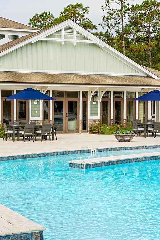 Pool Side Relaxing Area at The Reserve at Mayfaire Apartments, Wilmington, North Carolina