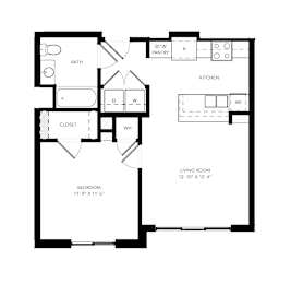 a floor plan of a house with a bedroom and a living room