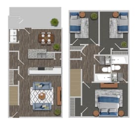 3 Bedroom A Floor Plan at Greens at Stonecreek, Lithonia, GA, 30038