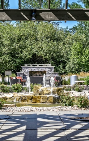 Outdoor Fireplace at The Larimore Apartments, Omaha, NE