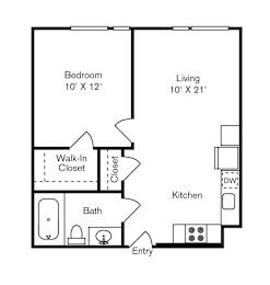 St Luke's Apartments in Seattle, Washington One Bedroom Floor Plan