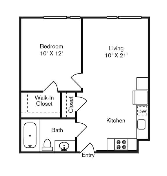 St Luke's Apartments in Seattle, Washington One Bedroom Floor Plan