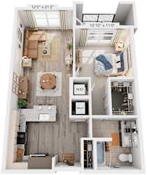 1 Bed 1 Bath Floor Plan | 779 Sq. Ft. at Rivergate in VA, 22191