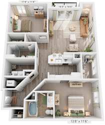 Birchwood Floorplan | 1,293 Sq. Ft. at Flats at West Broad Village, Glen Allen, 23060
