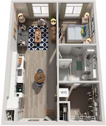 1 Bed 1 Bath Floor Plan | 666-676 Sq. Ft. at Vista Brooklynn Apartments, in Jacksonville, Florida