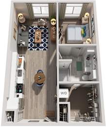 1 Bed 1 Bath Floor Plan | 666-676 Sq. Ft. at Vista Brooklynn Apartments, in Jacksonville, Florida