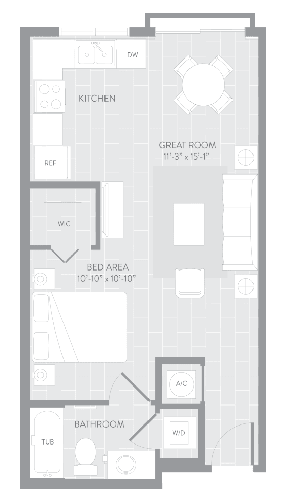 Studio Floor Plan at The Manor at CityPlace, Doral, FL, 33122