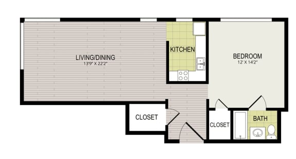 The Broadview Apartments 1H Floor Plan