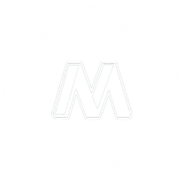 a white mana logo on a black background