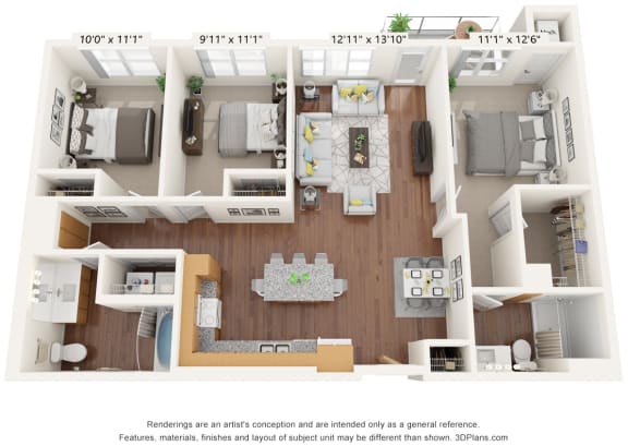 Brighton Oaks_3 Bedroom Floor Plan_3C