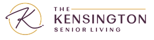 The Kensington Senior Living logo on a green background.