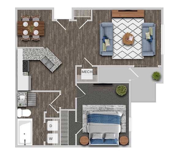 Floor Plan  1B1B Floor Plan at Magnolia Pointe, Georgia, 30096