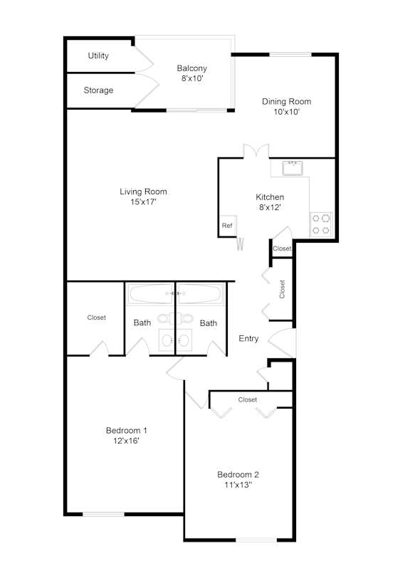 Deerwood 2 bedroom 2 bathroom floor plan Deerwood 2 bedroom 2 bathroom floor plan