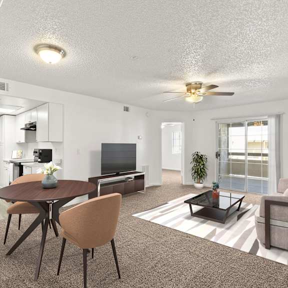 Two bedroom common area at Silver Cliffs Apartments in Bullhead City Arizona