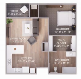  Floor Plan 1 Bedroom 1 Bath