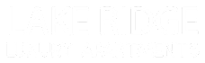 the logo for lake ridge luxury apartments in white on a green background