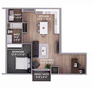  Floor Plan 1 Bedroom 1 Bath + Den