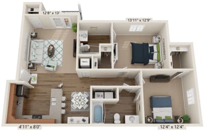 Ardmore Cates Creek 2 Bedroom, 2 Bathroom Floor Plan