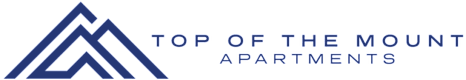 The image is a logo for "Top of the Mount Apartments".