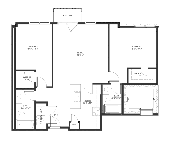 Type 1.4 2D Floorplan